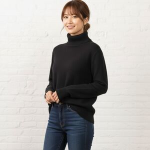 Franck Olivier Paris Sweater 42 Black Turtleneck Ribbed Vintage France L